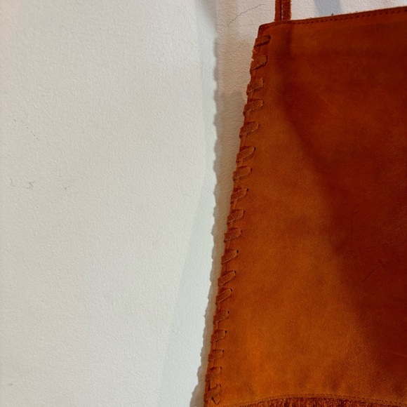 BAG TOTE PURSE Suede Orange Unbranded Shoulder Bag with Fringe - Picture 4 of 13